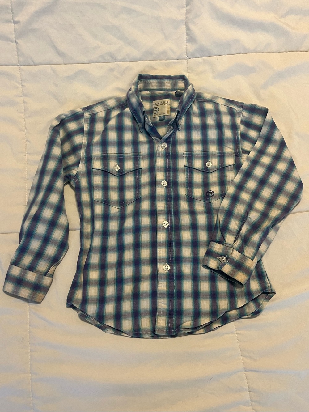 Girls Western Plaid Top Roper size small (6-7)